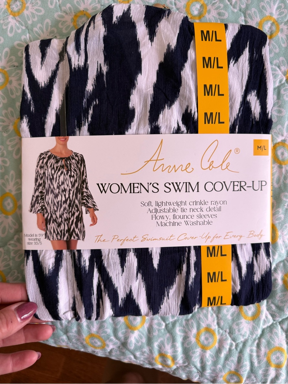 Anne Cole Women's Swim Cover-Up in Black and White Ikat Print